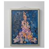 MORRIS ABSTACT PEACH AGAINST BLUE MULTI MEDIA