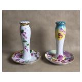 Vintage Pair Limoges Floral Hat Pin Holders