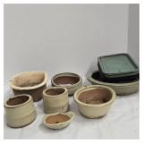 JAPANESE BONSAI TREE POTS & DRIP PANS CERAMIC