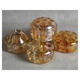 Collection Of Carnival Glass Flower Frogs
