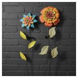 Folk Art Metal Flowes, Wall Mount Decor ,