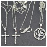 4- STERLING SILVER NECKLACES 2- CROSS 1- TREE OF