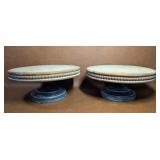 2 Cake/Dessert Stands Wood Top with Pearled Edge