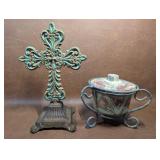 Cast Iron Table Cross with Candle