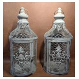 Antique-Style, Mesh Metal Lantern With a