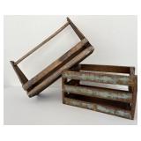Rustic Wood Carrier & Crate w Aqua Blue Paint