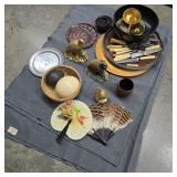 Wool Blanket, Fan, Egg, & Decor Lot