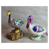 Vintage Ceramic Turkey planter & Duck / Goose