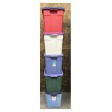 5 Rubbermaid Totes 18 Gallons