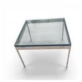 20" SQUARE GLASS TOP CHROME STAND TABLE