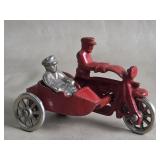 Hubley Style Cast Iron Cop Motorcyle Toy Red