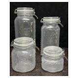 MASON GLASS CRAFT & STORAGE JAR SET OF 4 SNAP