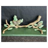 WALL SHELF W/ CAST IRON PINE CONES ON TREE LIMB