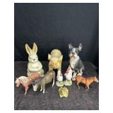 ANIMAL FIGURINES CERAMIC, RESIN & PLASTIC PIG,