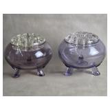 Pair of Amethyst Viking Glass Flowerlite Rose