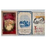 Trio of Antique Postcards Google Eyes on Cat