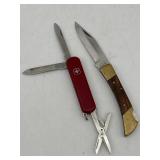 2 POCKET KNIVES MINI SWISS POCKET KNIFE INSCRIBED