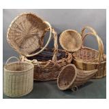 Vntg Wicker Cornucopia & Woven Baskets Lot