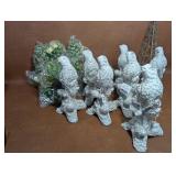 NOS  DecorativeB8rds on Branch Figurines ,Pinecone