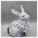 HAND PAINTED PORCELAIN RABBIT FIGURE 6" TALL