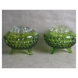 Viking Glass Yesteryear ? Green Flowerlite Bowls