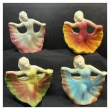 Colorful Art Deco Dancing Lady Planters