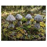 Four Small Concrete Mushroom Garden Statues