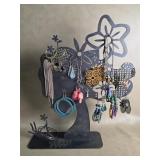 Gravi Jewelry Stand W/ Costume Jewelry Earrings +