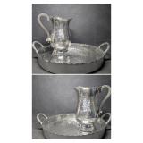 Two Sets, Hammer Stainless Finished Tray &