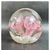 Paperweight w/ Pink Flowers