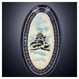 Polish Pottery Small Oval Plate Christmas Tree