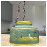 Antique Tin Hanging Light Hand Painted