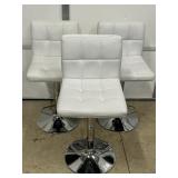 3 WHITE FAUX LEATHER SWIVEL STOOLS W/ FOOT REST