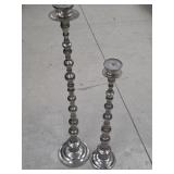 Two Tall Chrome Finish Candlesticks