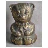 Vintage Brass Teddy Bear Piggy Bank