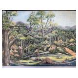 Vintage Original Oil Painting Naive Forest