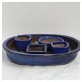 4 SMALL JAPAN BONSAI POTS PLUS 1 LARGE PLANTER