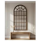 83" Dark Wood Arched Multi-Pane Window