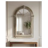 Distressed Whitewashed Arched Windowpane