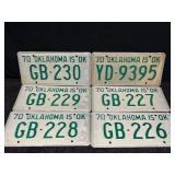 6 OKLAHOMA LICENSE PLATES 1970 OKLAHOMA IS OK