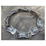 Siam Sterling Niello Small Panels Bracelet 6g