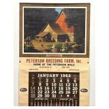 NOS 1962 PETERSON CHICKEN BREEDING FARM CALENDAR