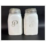 McKee Roman Arch Milk Glass Salt & Pepper Shakers