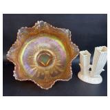 Fenton Orange Blossom Bowl w/ Japan CandleStick