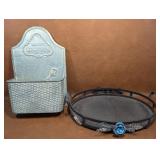 Tin Wall Planter and Decorative Metal Tray