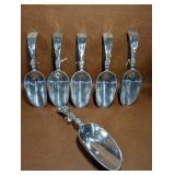 6 NOS Polished Aluminum Scoops