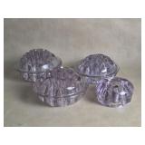 Four Sun Purple Glass Flower Frogs
