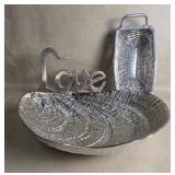Metal Hone Decor Basket Centerpiece Shell Bowl &