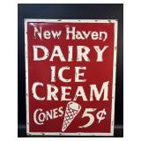 Metal New Haven Ice Cream Sign , Vintage Style