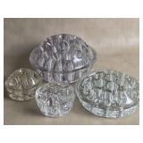 Four Clear Glass Flower Frogs